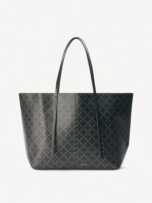 By Malene Birger Abi Printed Tote Bags Charcoal | USA_BB96890