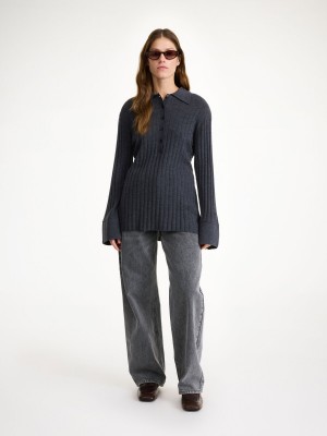 By Malene Birger Delphine Merino Wool Sweater Knitwear Jet grey | USA_BB14436