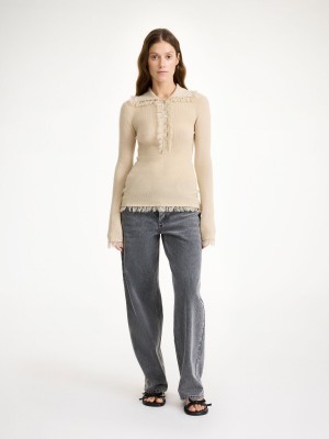 By Malene Birger Dreele Wool-blend Sweater Knitwear Oyster Gray | USA_BB14526