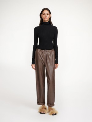 By Malene Birger Joanni Leather Trousers Warm brown | USA_BB51301