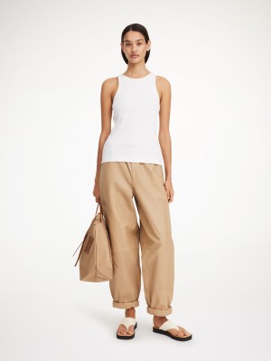 By Malene Birger Joanni Leather Trousers Sand Beige | USA_BB94096