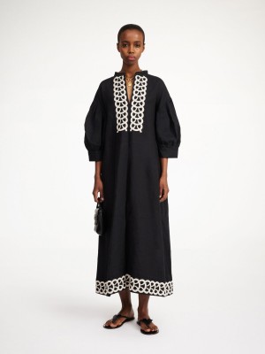 By Malene Birger Lydea Linen Maxi Dress Black | USA_BB32977