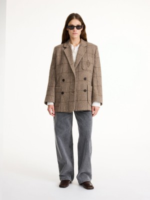 By Malene Birger Railey Double-breasted Blazers Autumn check | USA_BB97520