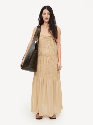 By Malene Birger Vyra Organic Cotton Maxi Dress Wet Sand | USA_BB95104